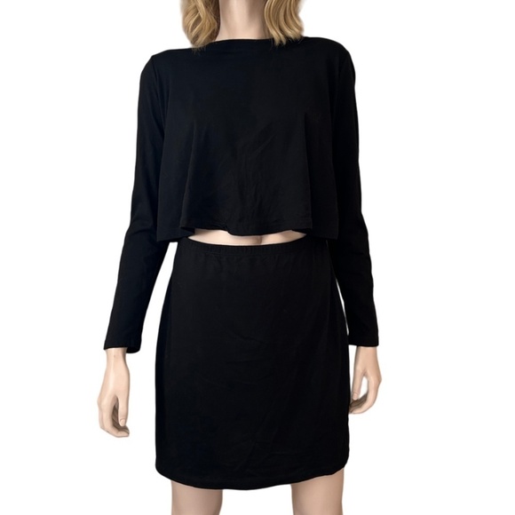 Nordstrom Socialite Dress Cut-Out midriff front Long Sleeve Mini Made in USA - Picture 3 of 13